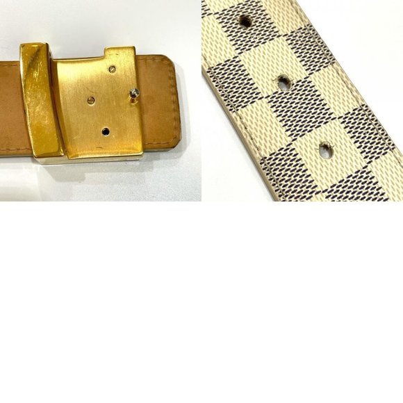AUTHENTIC LOUIS VUITTON M9609 DamierAzur LV Ceinture Initial Pin buckle belt Whi - Picture 12 of 12